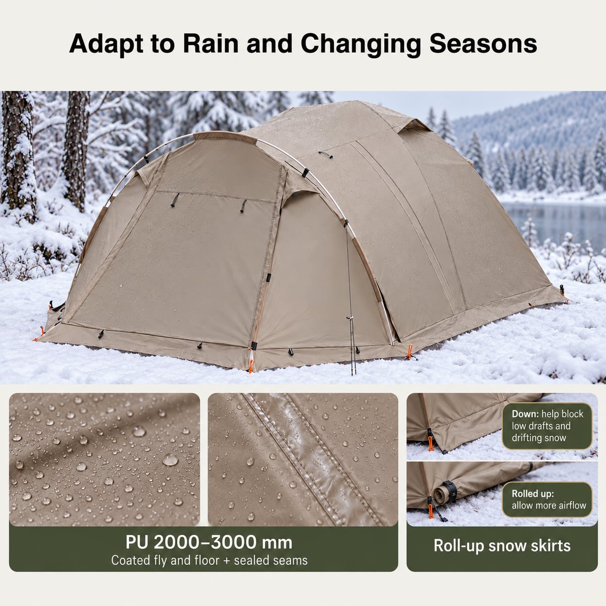 All-Season Family Hot Camping Tent with Stove Jack