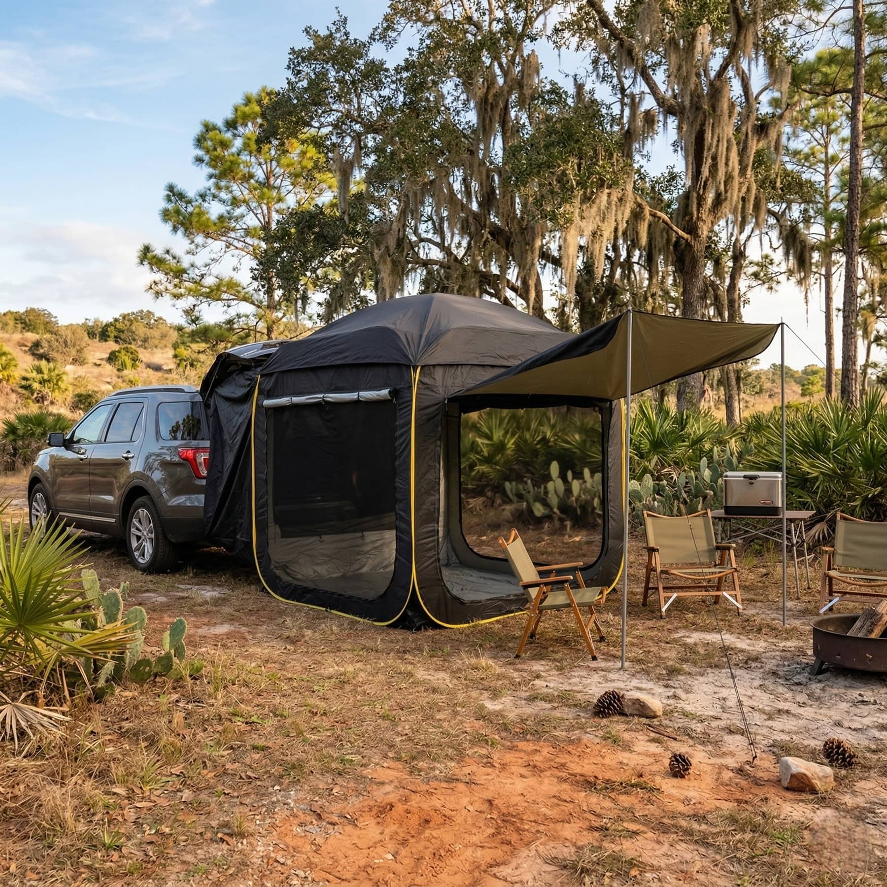 SUV Car Camping Tailgate Tent, Easy Setup Weatherproof & Roomy Extension, Family Camping & Outdoor Use | Traverseon