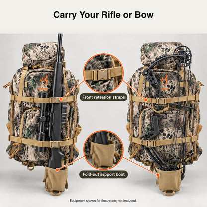 Traverseon 65.5 L/4000 cu in Load Reducing Camo Hunting Backpack With Rain Cover