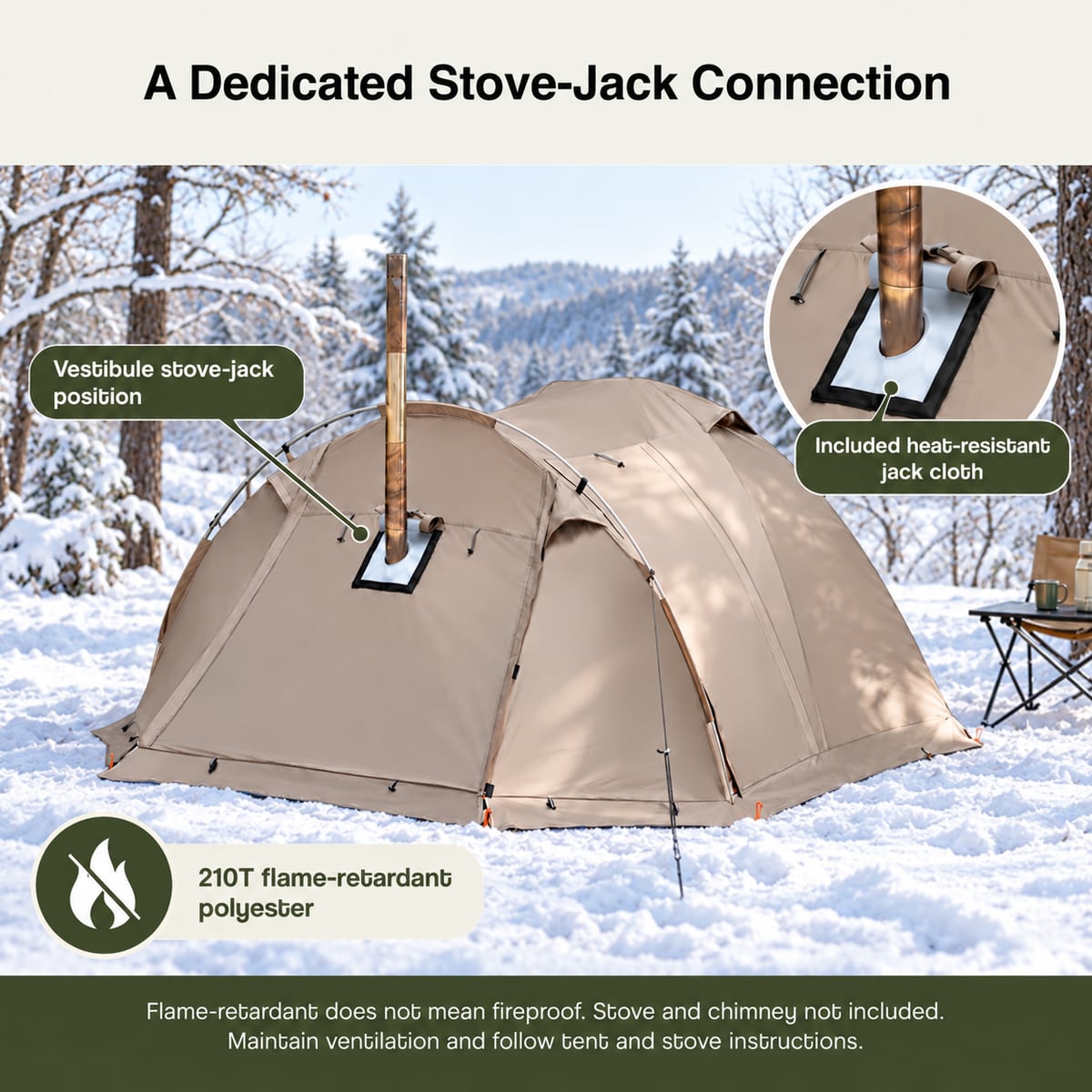 All-Season Family Hot Camping Tent with Stove Jack