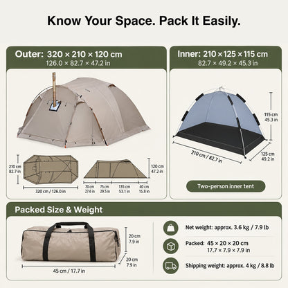 All-Season Family Hot Camping Tent with Stove Jack