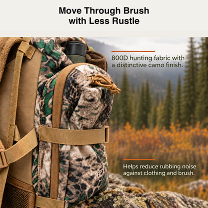Traverseon 65.5 L/4000 cu in Load Reducing Camo Hunting Backpack With Rain Cover