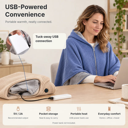 Cordless Graphene Heated Shawl – Hands-Free Wearable Warmth for Office & Home | Traverseon