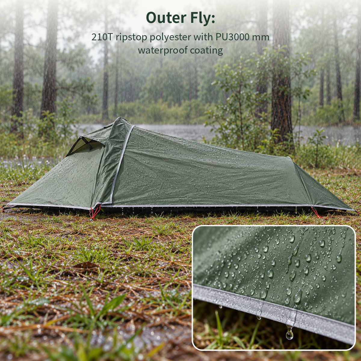 Ultralight 1P Backpacking Tent — 1.35 kg, Stealth Design, 4-Season Universal, Wind and Rainproof