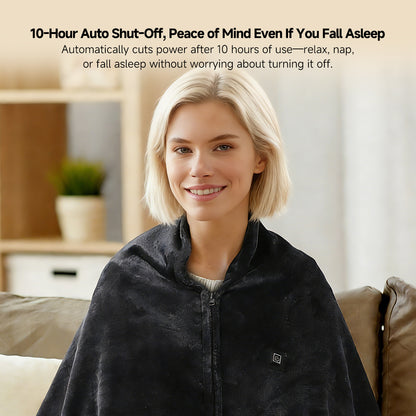 USB Heated Shawl Blanket – 3-Level Rapid Heating, Wearable & Washable for Home Office Camping | Traverseon