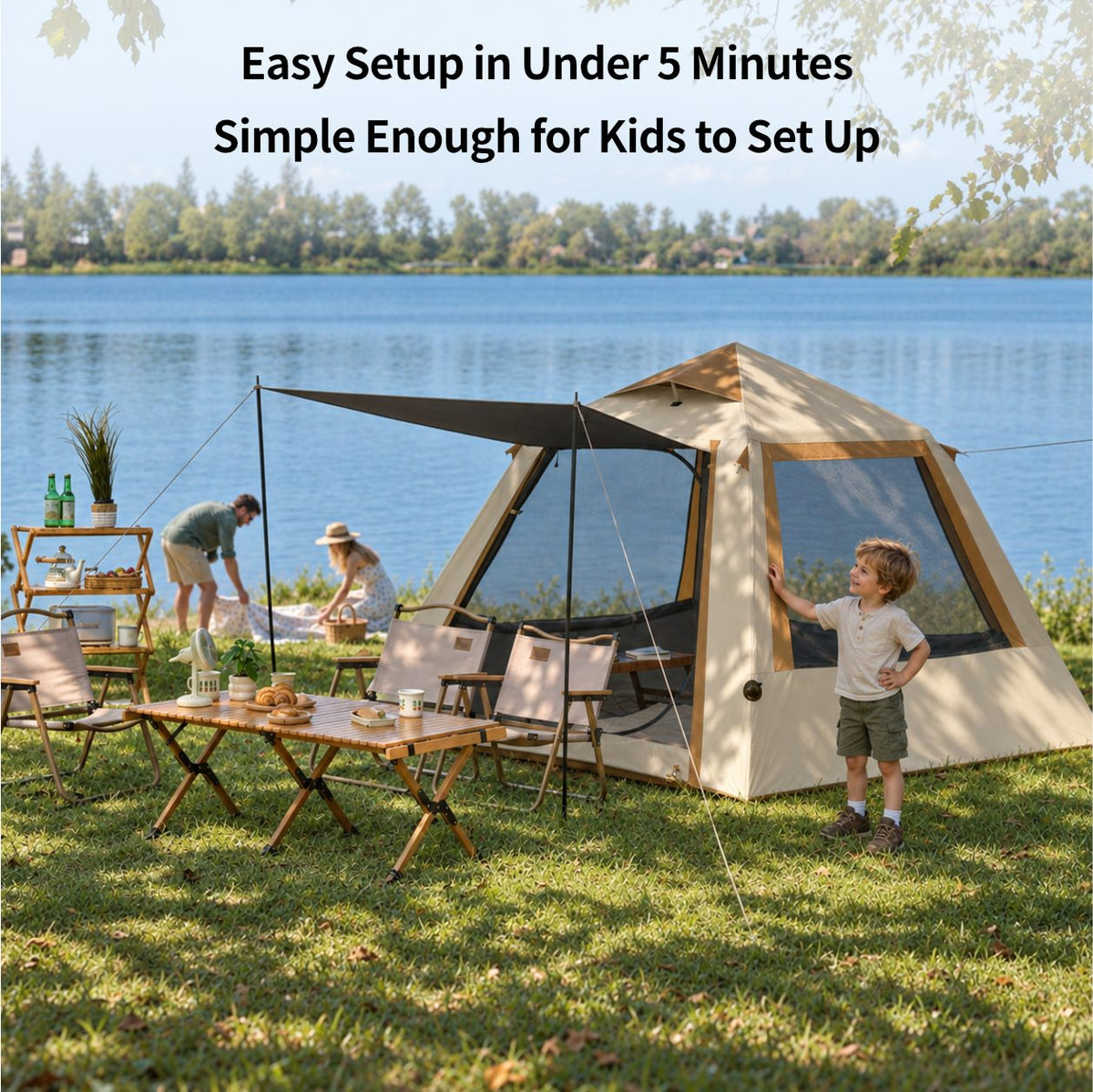 Traverseon Pole-Free Air Tent – 4–8 Person Inflatable Pop-Up Tent with Canopy
