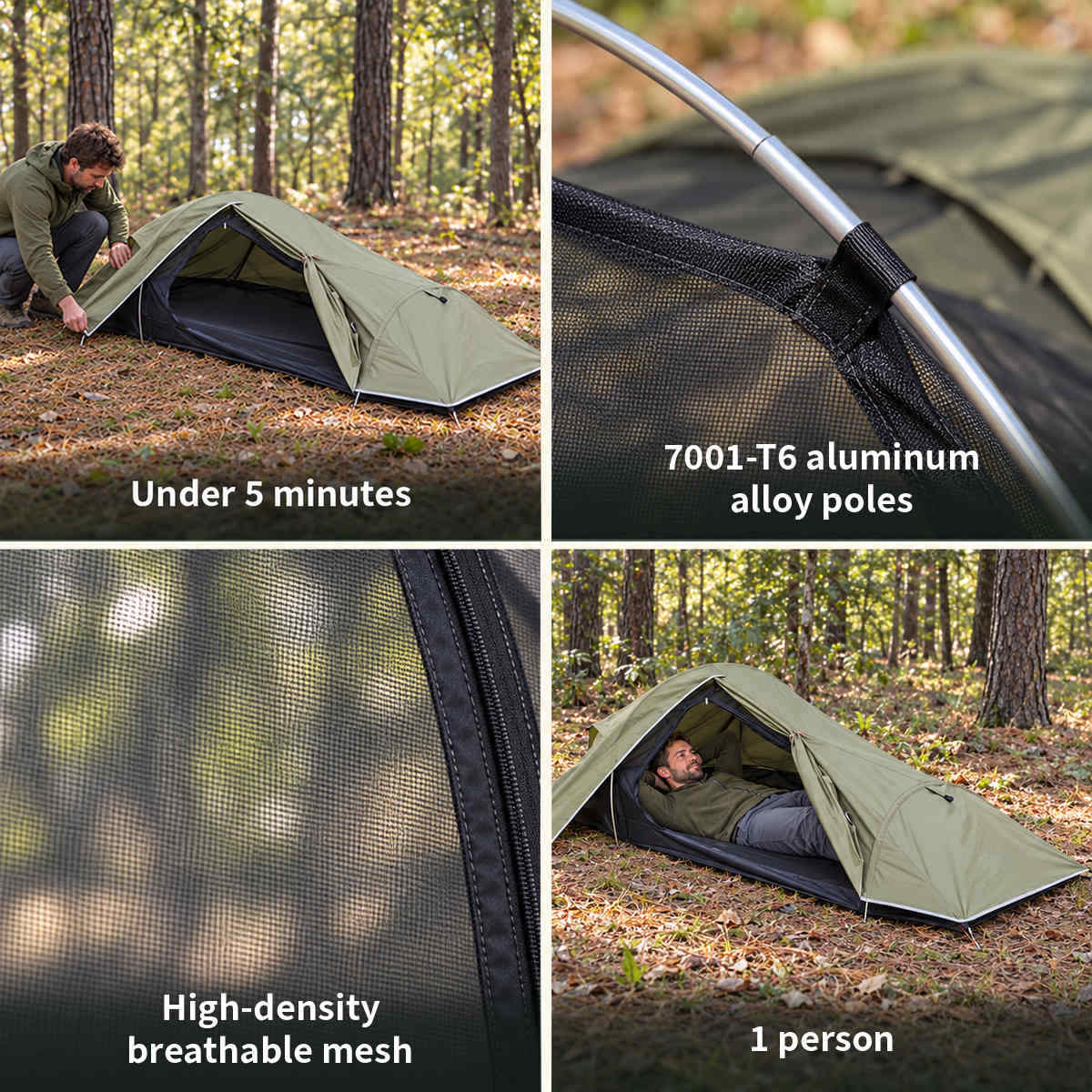 Ultralight 1P Backpacking Tent — 1.35 kg, Stealth Design, 4-Season Universal, Wind and Rainproof