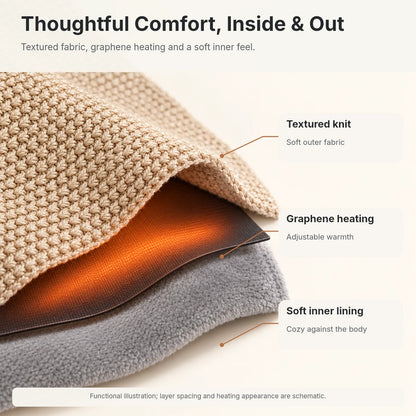 Cordless Graphene Heated Shawl – Hands-Free Wearable Warmth for Office & Home | Traverseon