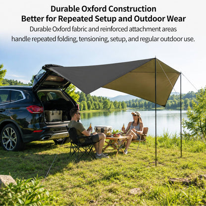 SideMount Dual-Use Car Awning — 2 in 1 Rear & Side Setup, Leak Resistant, Windproof Stable, All Weather Portable | Traverseon