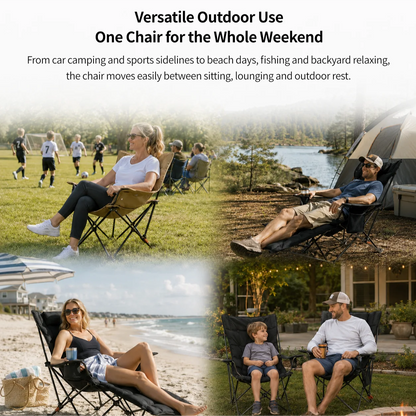 Padded Reclining Camping Chair – 3/4-Position Folding Lounger | Traverseon