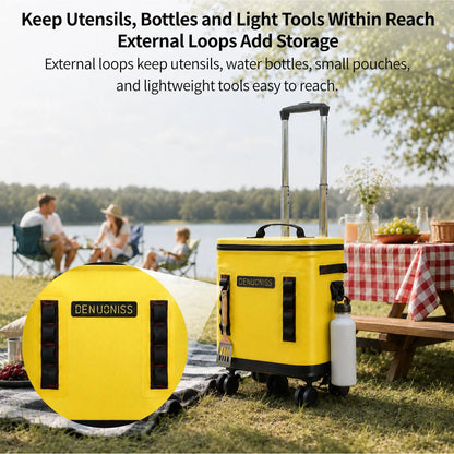 32L Rolling Soft Cooler – 72H Cold, Leakproof & Detachable Trolley | Traverseon