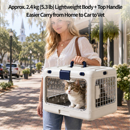 Top-Opening Foldable Pet Carrier – Hard-Sided Ventilated for Air Travel | Traverseon