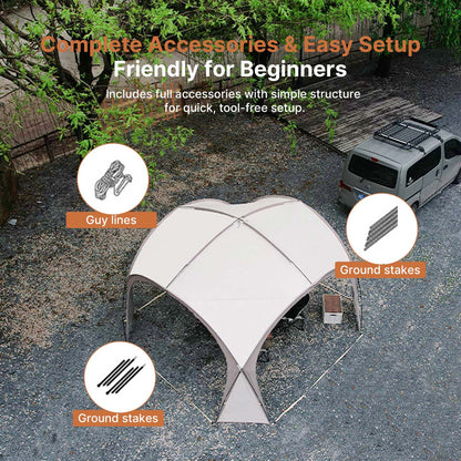 Camping Dome Tent 14×14ft – 210D UPF50+ Ventilated Windproof for Camping Beach Picnic | Traverseon
