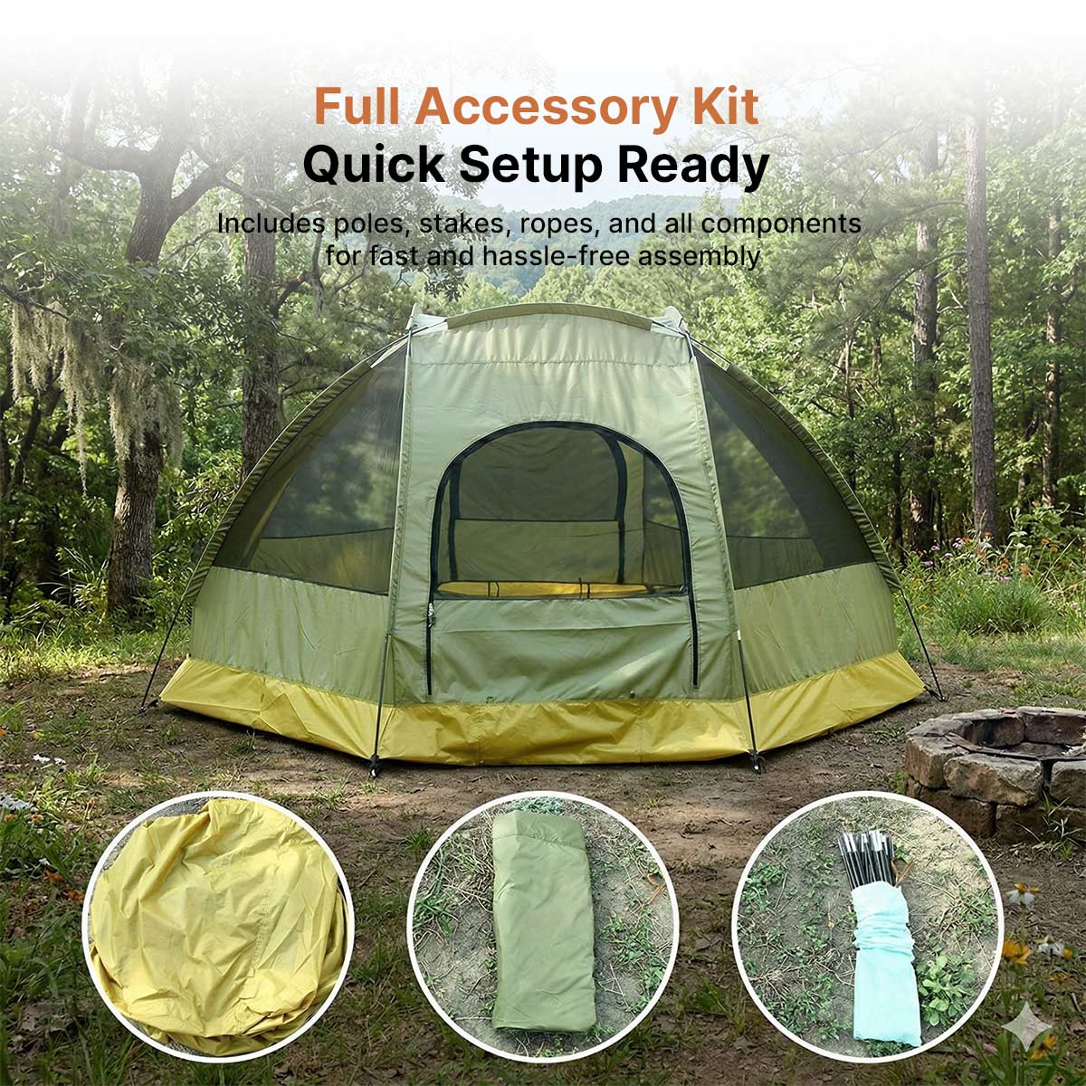 Octagon Camping Tent 3-4 Person 4 Season Waterproof Double Layer for Backpacking | Traverseon