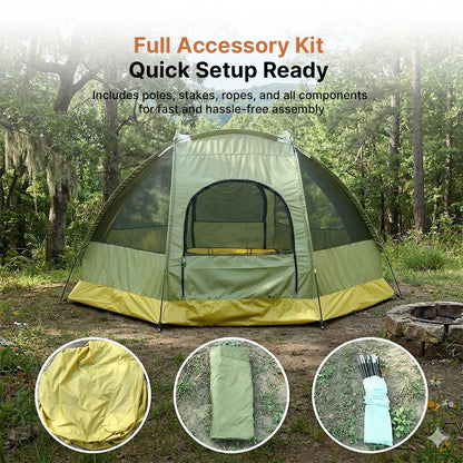 Octagon Camping Tent 3-4 Person 4 Season Waterproof Double Layer for Backpacking | Traverseon