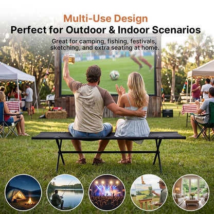 Double Folding Camping Bench – 440 lbs Lightweight Waterproof Outdoor| Traverseon