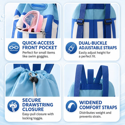 17.5L Wet Dry Drawstring Swim Bag – Bottom Compartment Pool Bag | Traverseon