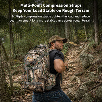 Waterproof Camo Hunting Backpack – Rifle & Bow Holder, 1.40 kg(3.08 lb) | Traverseon