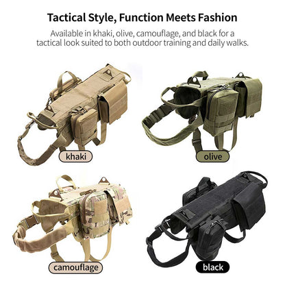 Tactical Dog Vest Harness – Adjustable, Pouches, Handle, for Hiking Training | Traverseon