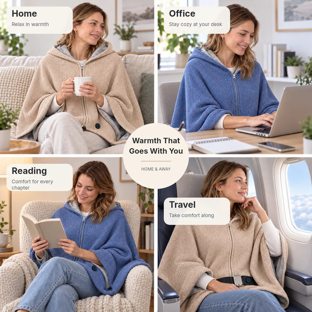 Cordless Graphene Heated Shawl – Hands-Free Wearable Warmth for Office & Home | Traverseon