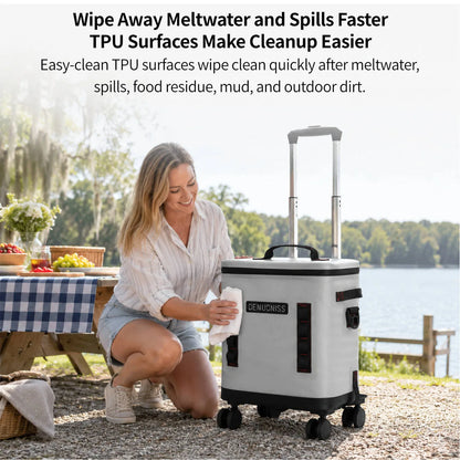 32L Rolling Soft Cooler – 72H Cold, Leakproof & Detachable Trolley | Traverseon