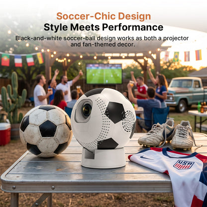 Soccer-Shaped Smart Projector – 360° WiFi6 Home Theater | Traverseon