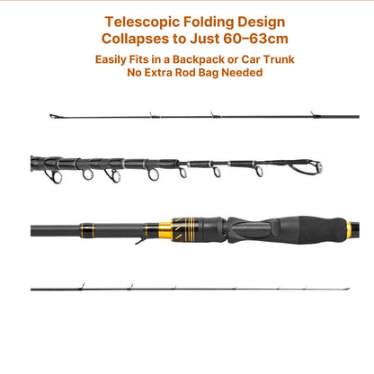 Carbon Fiber Telescopic Fishing Rod – Portable Lure Travel Pole