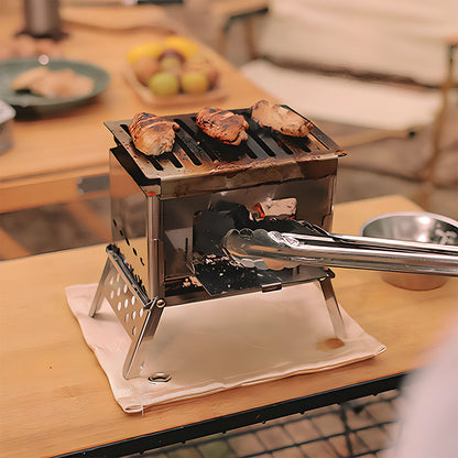 Portable Wood-Burning Stove – 930g Ultra-Light Card-Style  Foldable BBQ for Camping | Traverseon