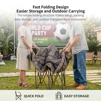 Double Camping Chair – 440lbs Heavy Duty with Cup Holder for Outdoor Camping| Traverseon