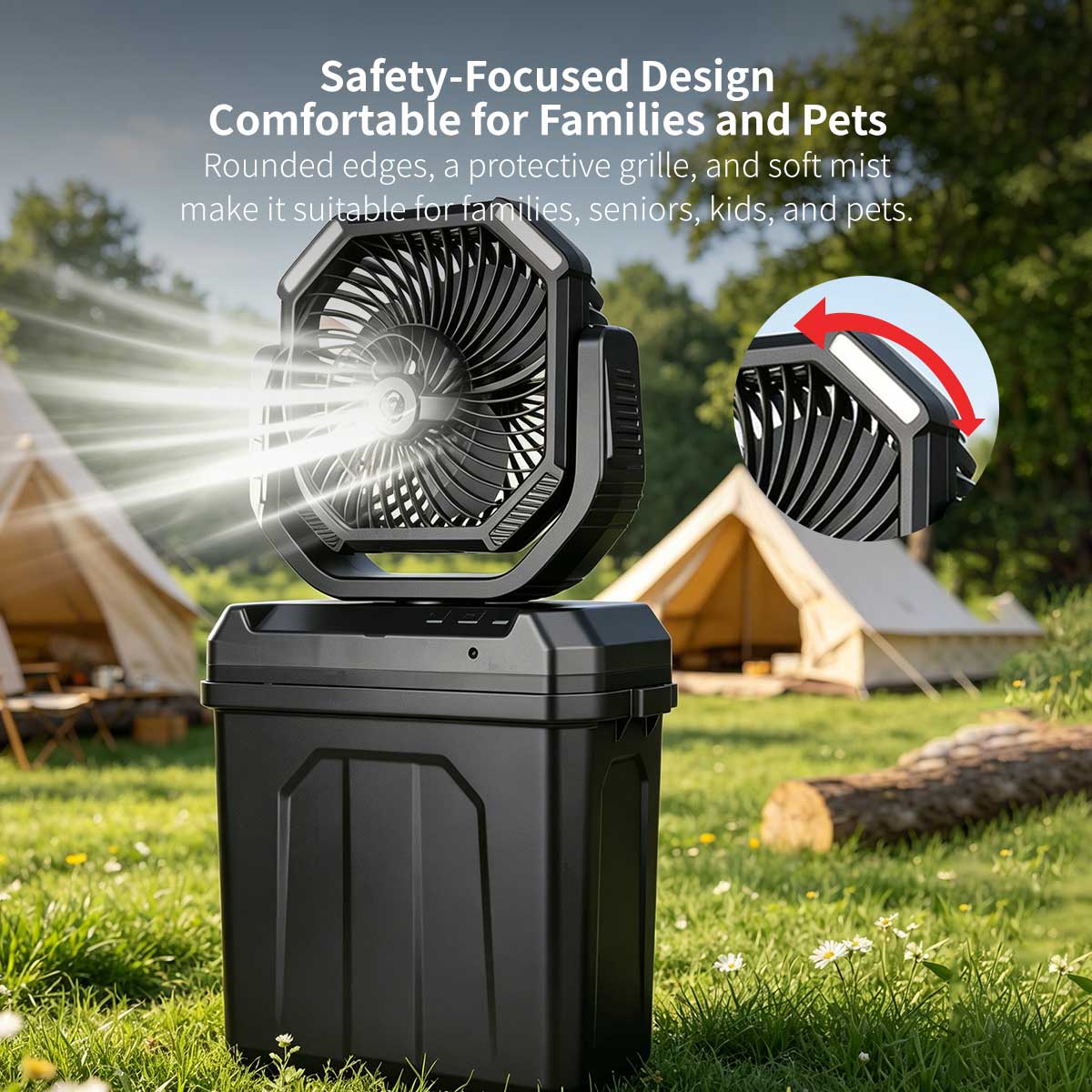 Misting Camping Fan – 40000mAh LED Fan & Power Bank | Traverseon