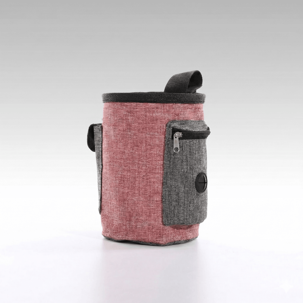 Lightweight Linen Dog Treat Pouch with Poop Bag Dispenser - Multi-Pocket for Puppy Training & Walks | Traverseon