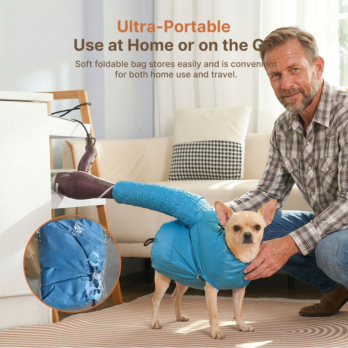 Dryer Dog Pet Drying Bag – 360° Circulating Hair Lock Hands-Free | Traverseon