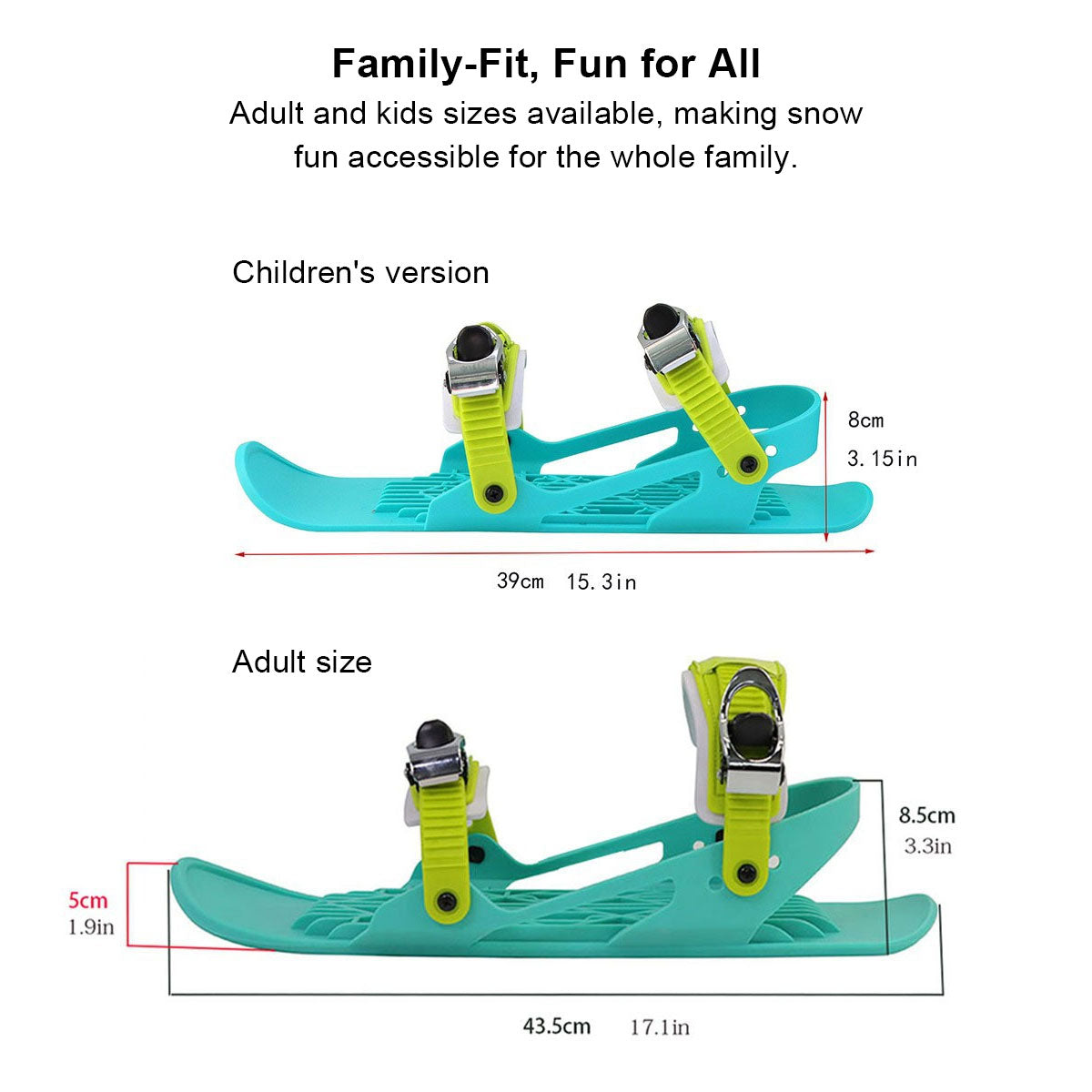 Ski Snow Skates – Mini Short Adjustable Bindings Adult Kids Portable Snow Skiing | Traverseon