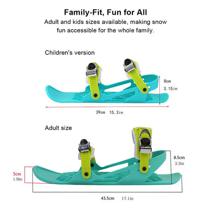 Ski Snow Skates – Mini Short Adjustable Bindings Adult Kids Portable Snow Skiing | Traverseon