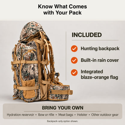 Traverseon 65.5 L/4000 cu in Load Reducing Camo Hunting Backpack With Rain Cover