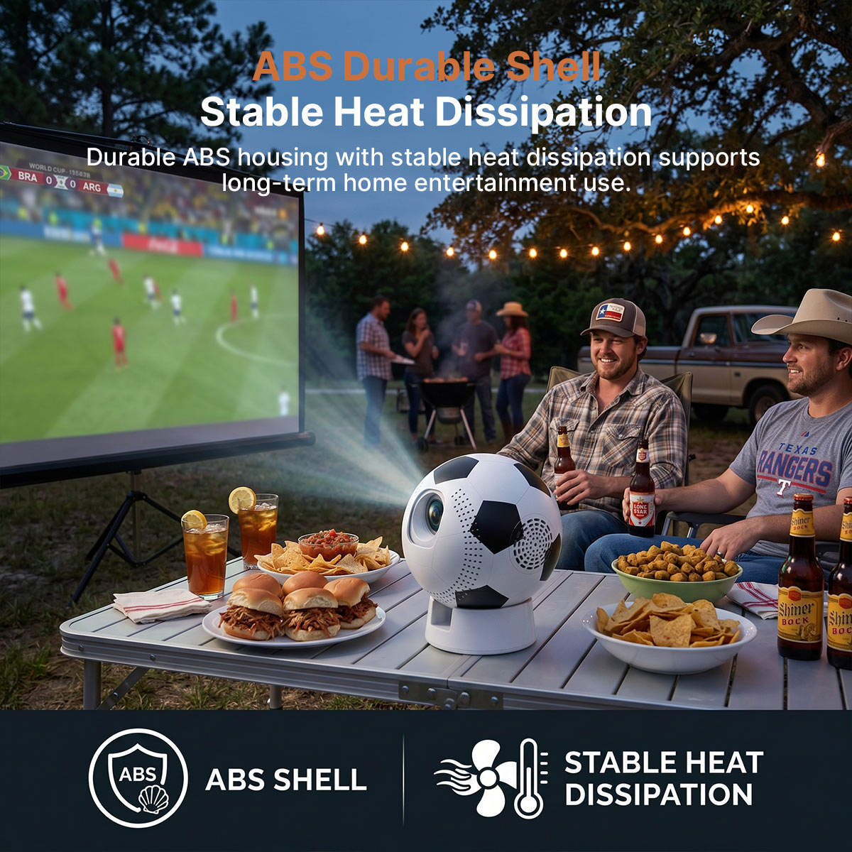 Soccer-Shaped Smart Projector – 360° WiFi6 Home Theater | Traverseon