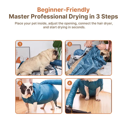 Dryer Dog Pet Drying Bag – 360° Circulating Hair Lock Hands-Free | Traverseon