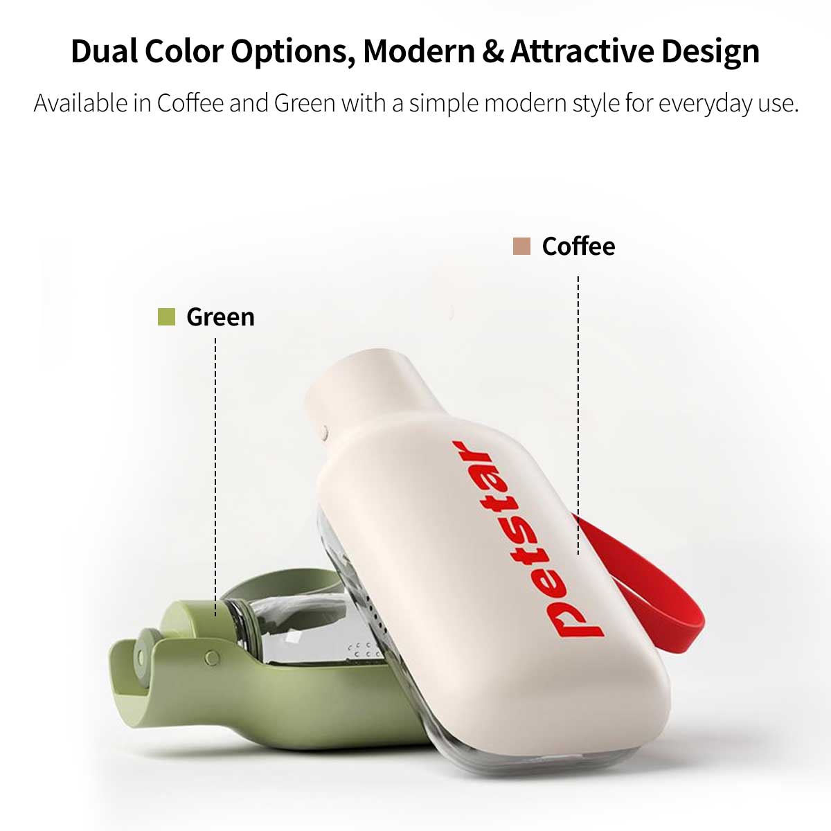 Portable Dog Water Bottle – 550/350ml 150° Fold Wide-Mouth, Leak-Proof for Outdoor Walking | Traverseon