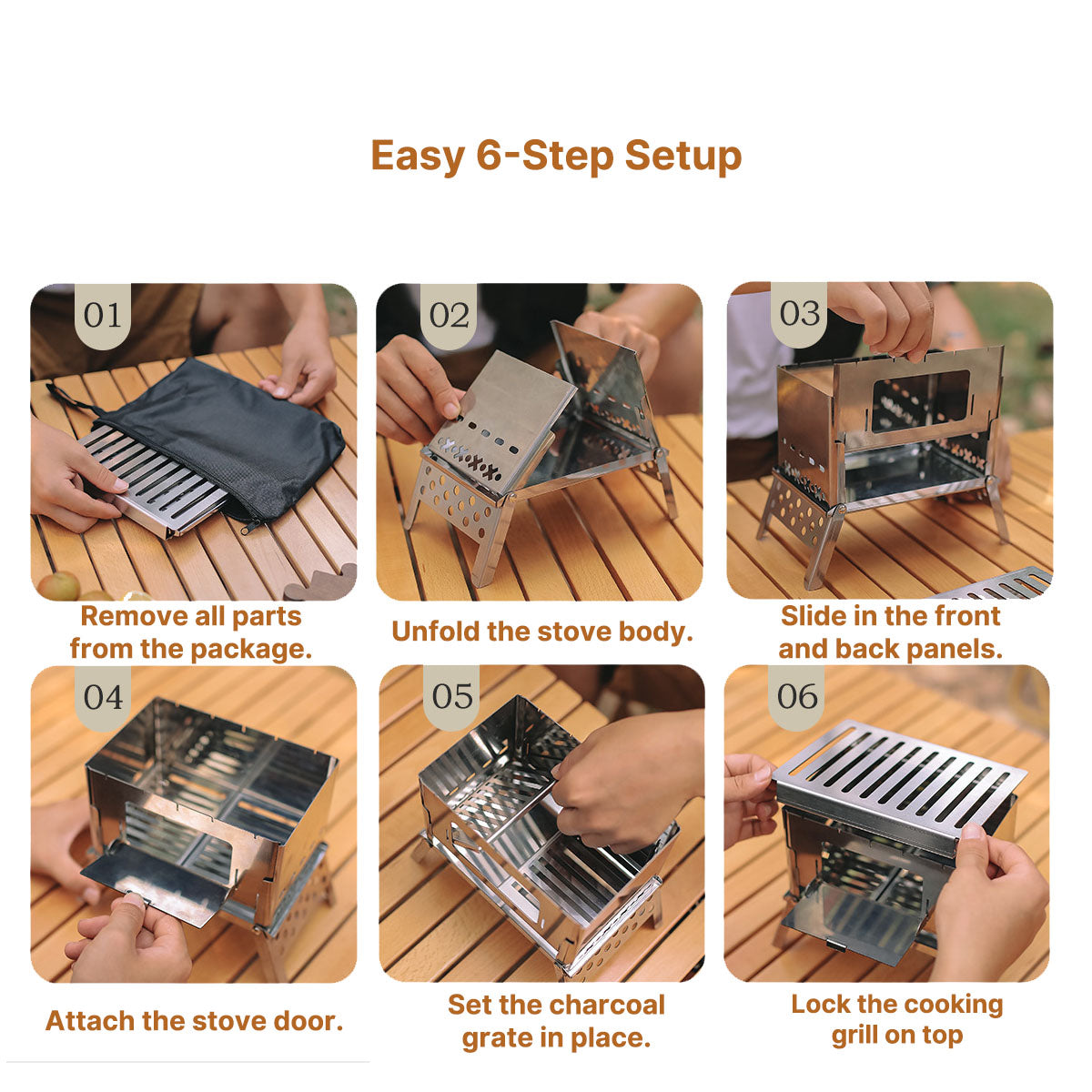 Portable Wood-Burning Stove – 930g Ultra-Light Card-Style  Foldable BBQ for Camping | Traverseon