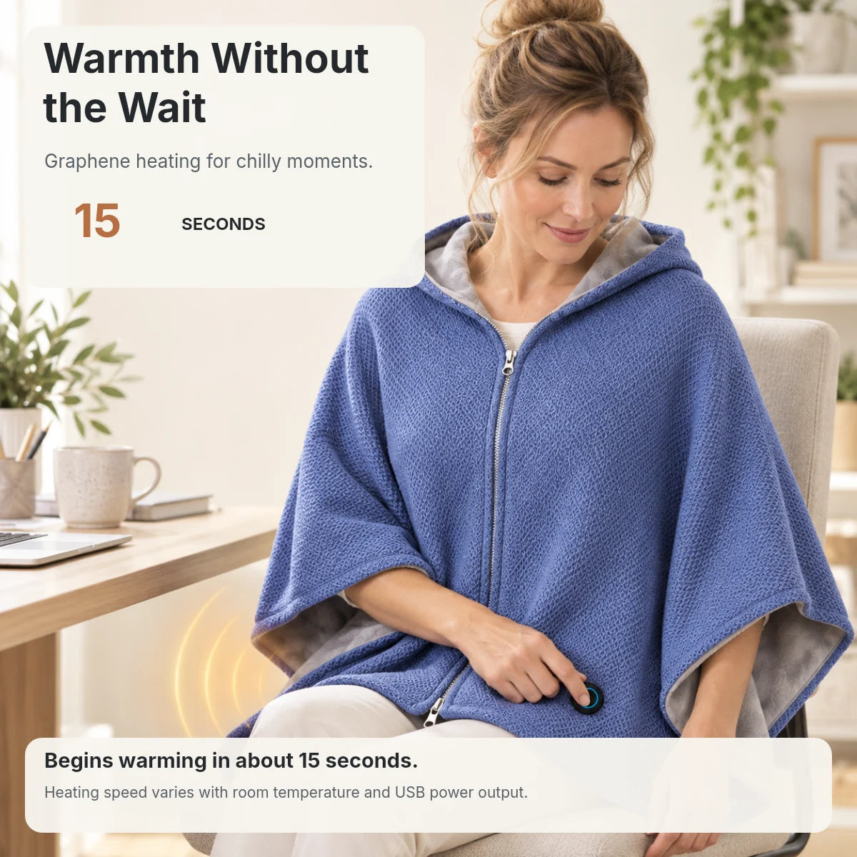 Cordless Graphene Heated Shawl – Hands-Free Wearable Warmth for Office & Home | Traverseon