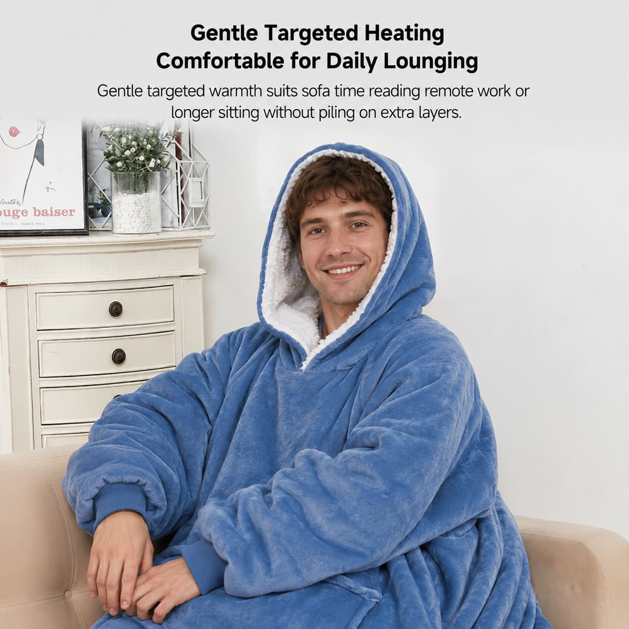 USB Heated Wearable Blanket Hoodie – 3-Zone Flannel Warmth | Traverseon