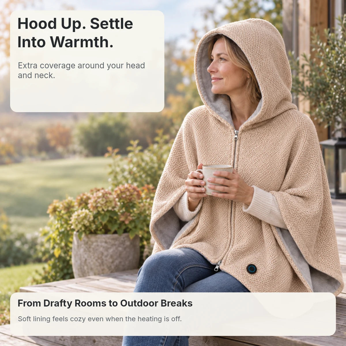 Cordless Graphene Heated Shawl – Hands-Free Wearable Warmth for Office & Home | Traverseon