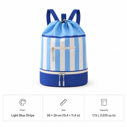 17.5L Wet Dry Drawstring Swim Bag – Bottom Compartment Pool Bag | Traverseon