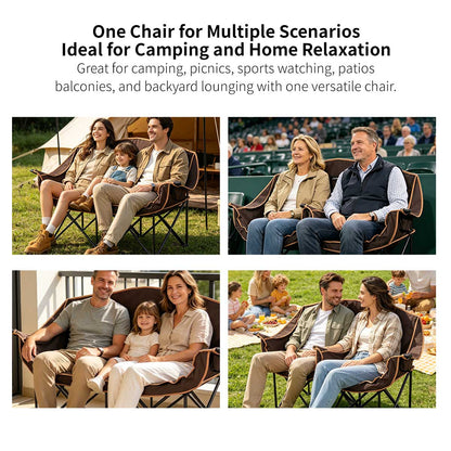 Double Camping Chair – 440lbs Heavy Duty with Cup Holder for Outdoor Camping| Traverseon