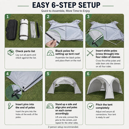 Family Dome Canopy Tent – 4–12 Person Sun Shelter, 10x10 & 14x14 ft | Traverseon