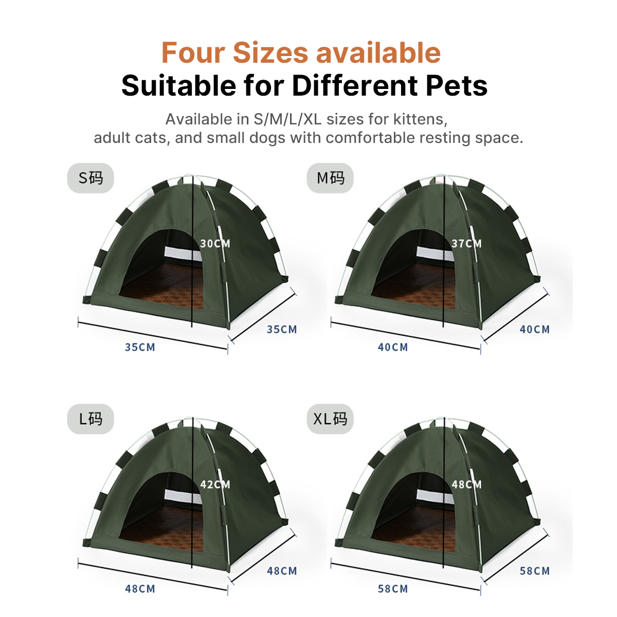 Cooling Pet Tent – 4 Sizes Washable Cat Bed w/ Mesh Cooling Mat Indoor Outdoor | Traverseon
