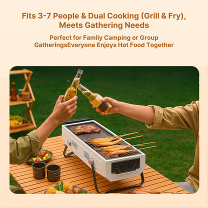 Portable Stainless Steel Grill – Foldable 3-7 People BBQ | Traverseon