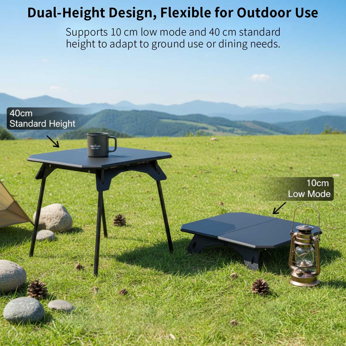 ABS & Aluminum Table – Camping Folding Dual-Height 1.6KG Portable Picnic Outdoor | Traverseon