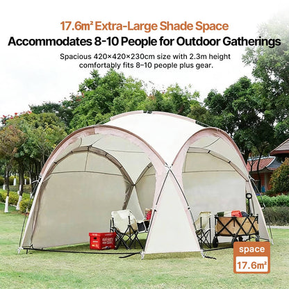 Camping Dome Tent 14×14ft – 210D UPF50+ Ventilated Windproof for Camping Beach Picnic | Traverseon