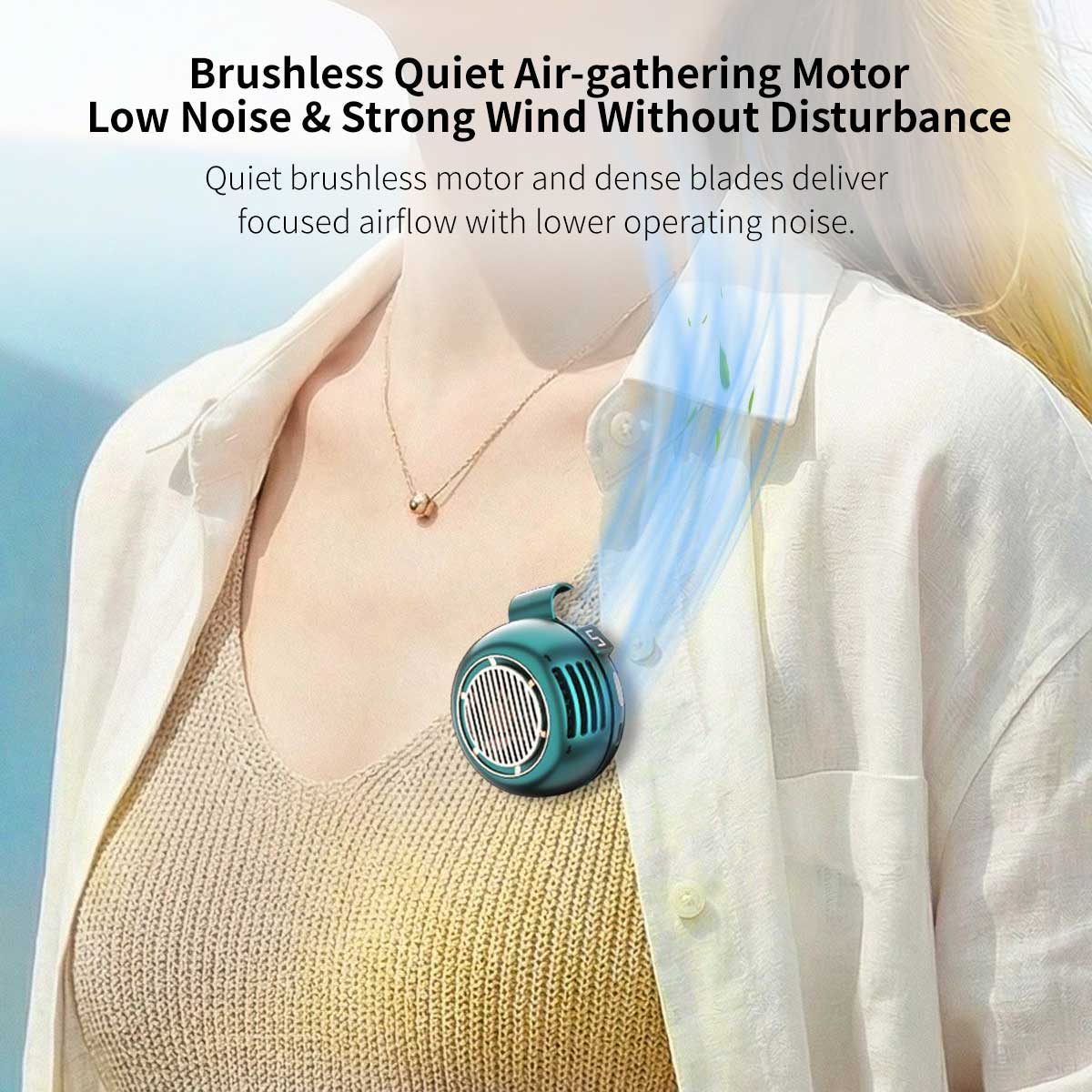 Portable Clip-On Bladeless Fan – 360° Wearable Cooling Fan | Traverseon